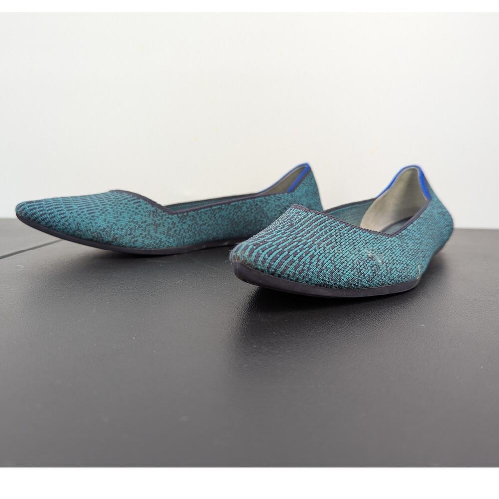 Rothy's The Point Teal Knit Flats Women's Size 9 Sustainable Washable Clean Girl